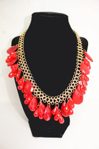 S1832-04-0115 Red and Gold Dangly Necklace Set 2